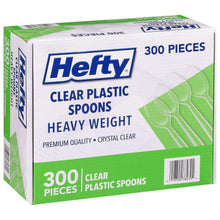Clear heavy-weight plastic spoons bulk box, 300 pieces