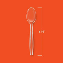Clear plastic spoon, heavy-weight, oval bowl and short handle
