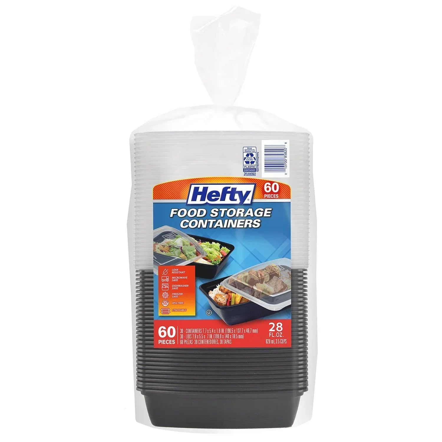 Hefty Food Storage Containers with Lids, 28 oz., 60 pc. - USA MEGA SHOP