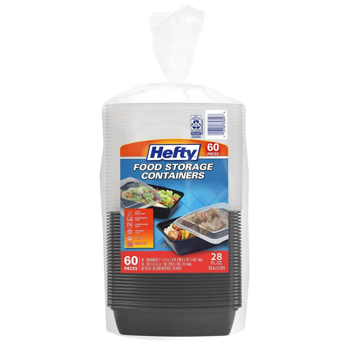 Hefty Food Storage Containers with Lids, 28 oz., 60 pc. - USA MEGA SHOP