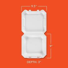 1-compartment white foam hinged lid container layout with dimensions and depth 3 in