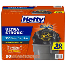 Hefty Ultra Strong drawstring trash bag box, 33 gal, 90 count, 1.05 mil liners