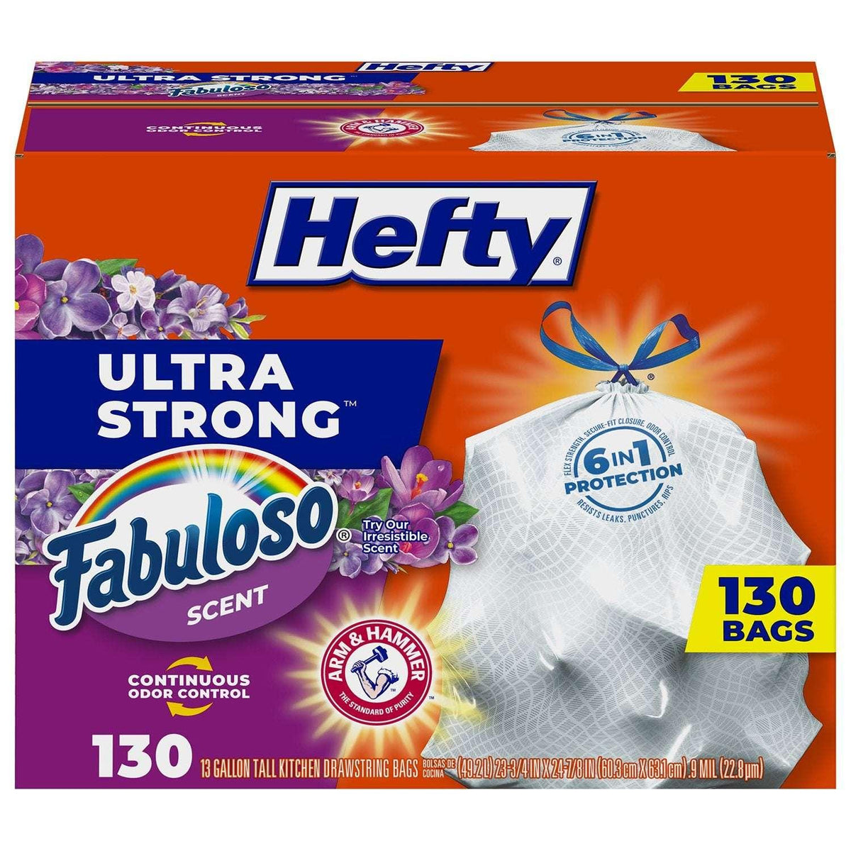 Hefty Ultra Strong Kitchen Drawstring Trash Bags, Fabuloso Scent 13 gal., 130 ct. - USA MEGA SHOP