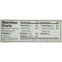 Tomato ketchup nutrition facts panel showing serving size and nutrients