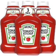 Heinz Original Tomato Ketchup 3-pack bottles with white caps, red sauce