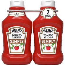 Heinz Simply tomato ketchup 2-pack bottles, red squeeze bottles with white caps