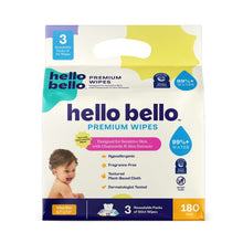 Fragrance-free premium baby wipes multipack, 180 wipes, 3 flip-top pouches
