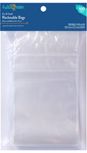 Clear reclosable plastic storage bag with white zip closure, small 4x6 inch