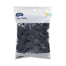 Black craft pom poms in a clear pack, 80 pieces