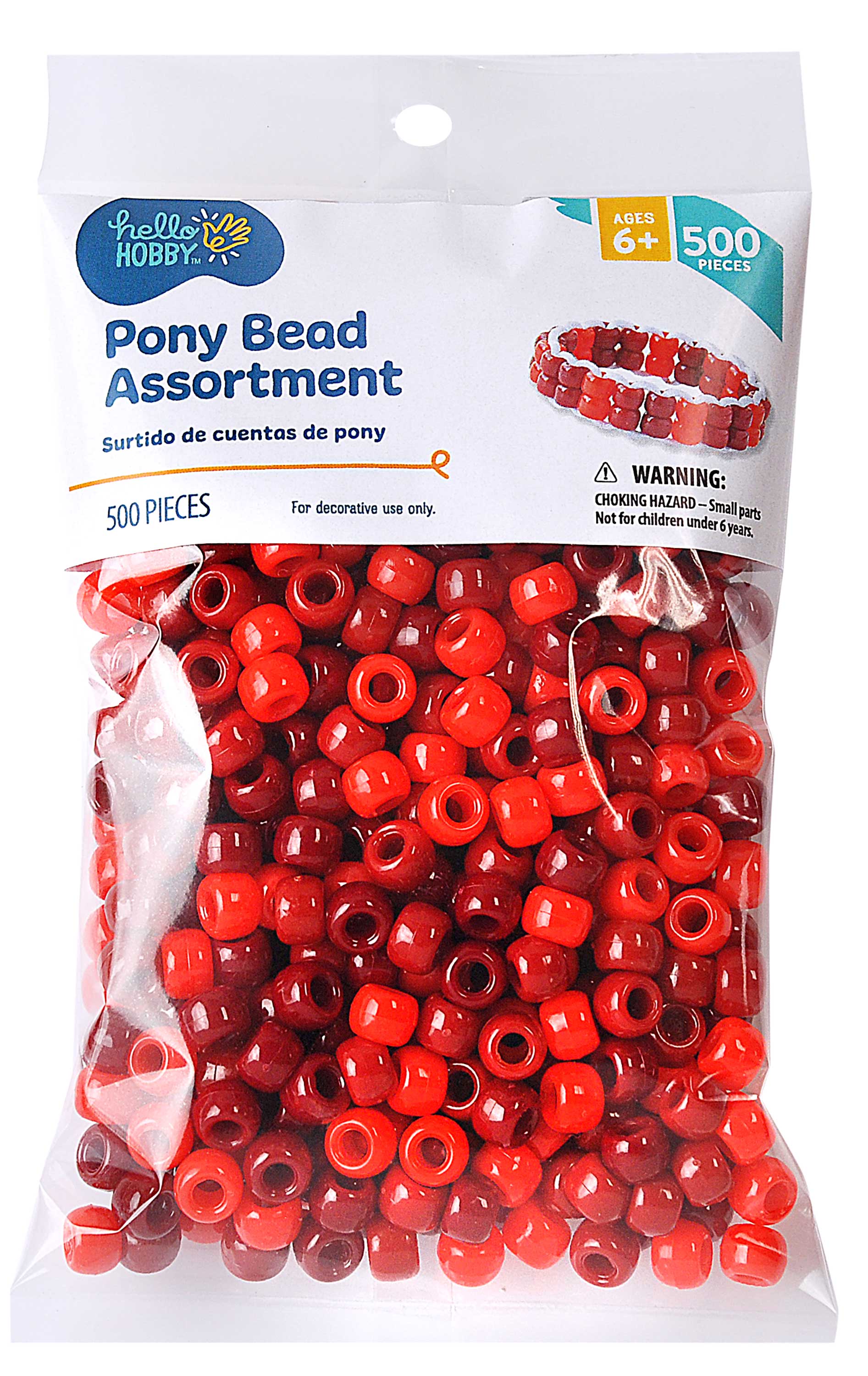 Hello Hobby Pony Bead Mix, Black, 500 Pieces, Plastic Craft Beads for Jewelry Making and DIY Projects