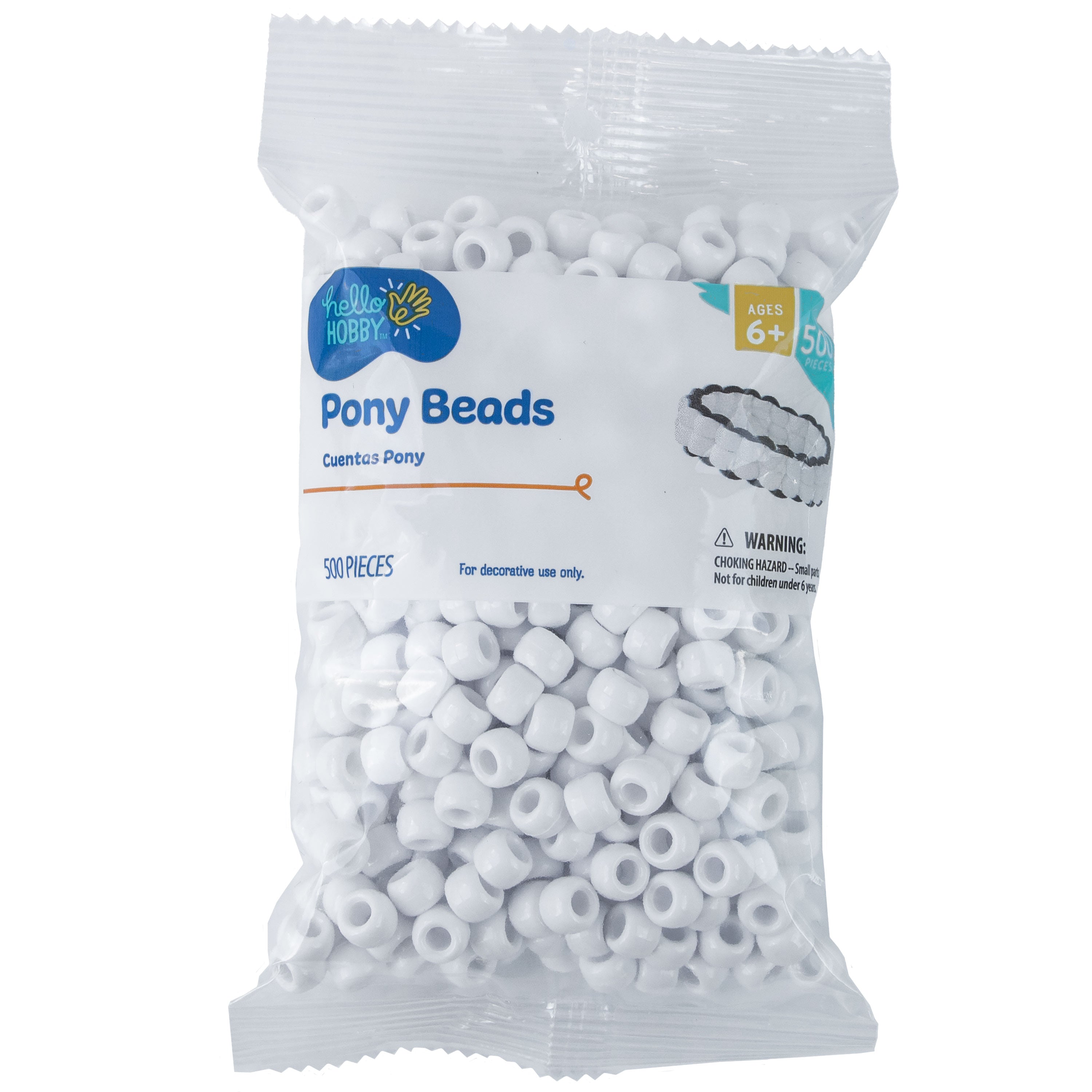 Hello Hobby Pony Bead Mix, Black, 500 Pieces, Plastic Craft Beads for Jewelry Making and DIY Projects