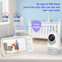 Baby video monitor system with no WiFi and no app use, includes monitor and camera