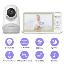 Baby video monitor kit with 5-inch HD screen, night vision, and zoom controls