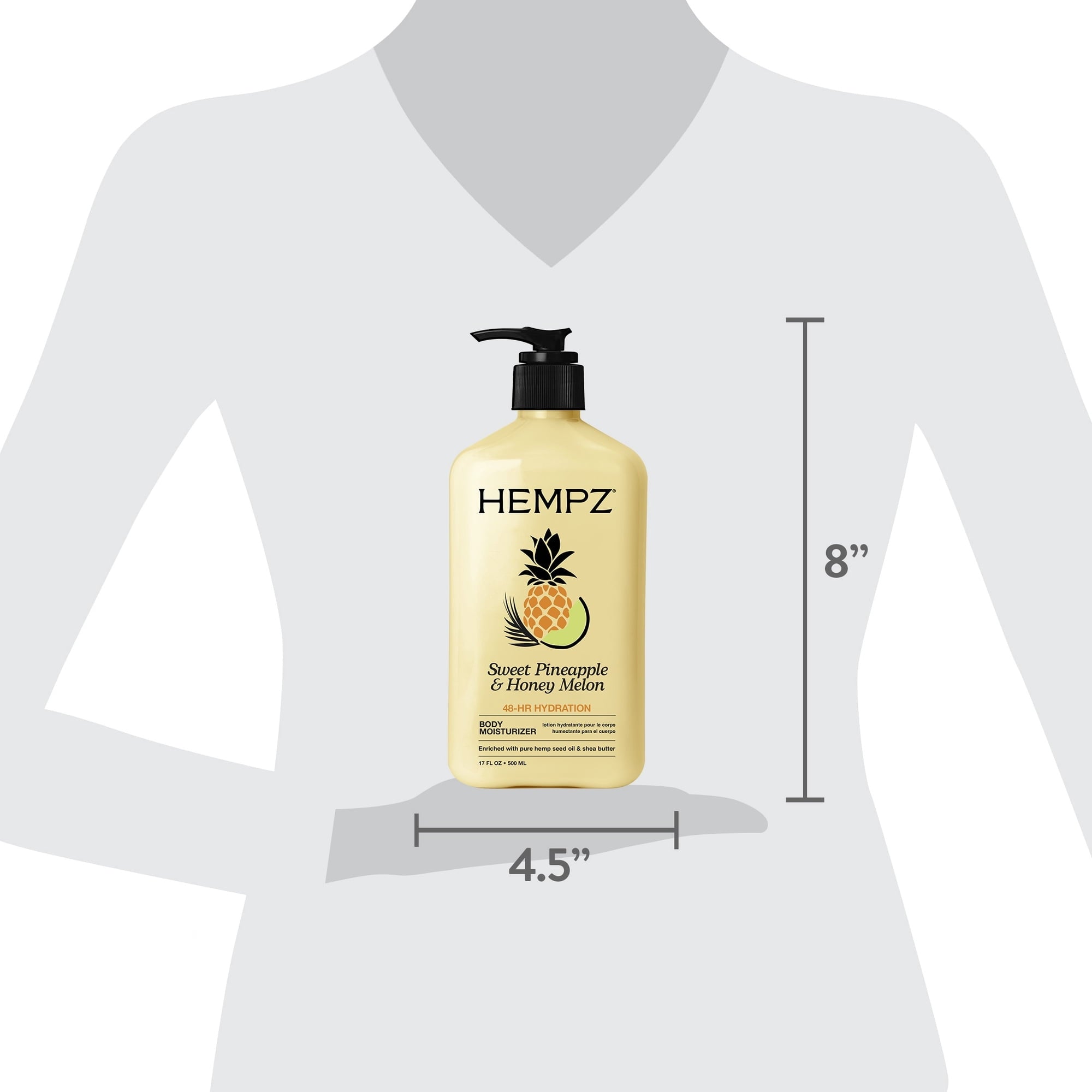 Hempz Body Lotion for Dry Skin, Hydrating Sweet Pineapple & Honey Melon, 17 fl oz