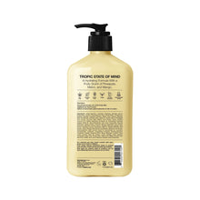 Hempz body lotion bottle, back label view with pump dispenser