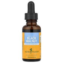 Herb Pharm Black Walnut liquid extract in an amber dropper bottle with yellow label, 1 fl oz.