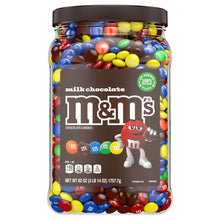 Milk chocolate candy jar with colorful M&M-style pieces, 62 oz