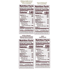 Hershey's Nuggets Assortment bag close-up of Nutrition Facts panels