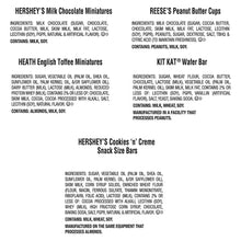 Assorted candy variety list panel with ingredient text for multiple flavors