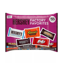 Assorted flavored candy bulk bag, purple packaging with Hershey favorites labels and 155 pieces