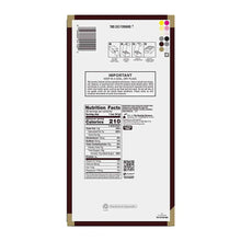 Milk chocolate bar package back with nutrition facts panel.