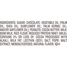 Ingredients list for assorted milk and dark chocolate candy bars