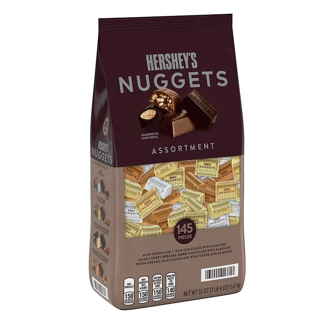 Hershey's Nuggets Snack Size Milk & Dark Chocolate Candy Bars, 145 pk./52 oz.