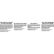 Hershey's Nuggets assortment bag ingredient highlights for milk and dark chocolates