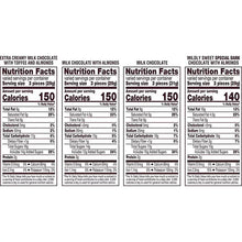Hershey's Nuggets assortment bag nutrition labels for different chocolate varieties