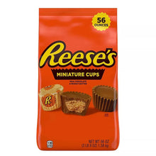 Reese's miniature cups bag, showing milk chocolate peanut butter mini pieces