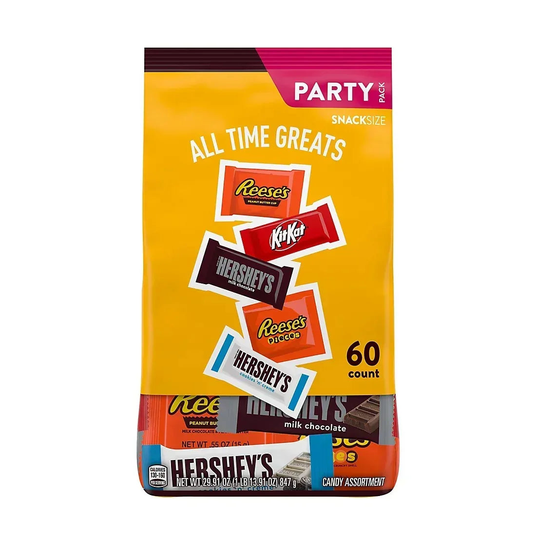 Hershey's, Kit Kat And Reese's Assorted Flavored Snack Size Candy Bulk Bag, 60 ct.