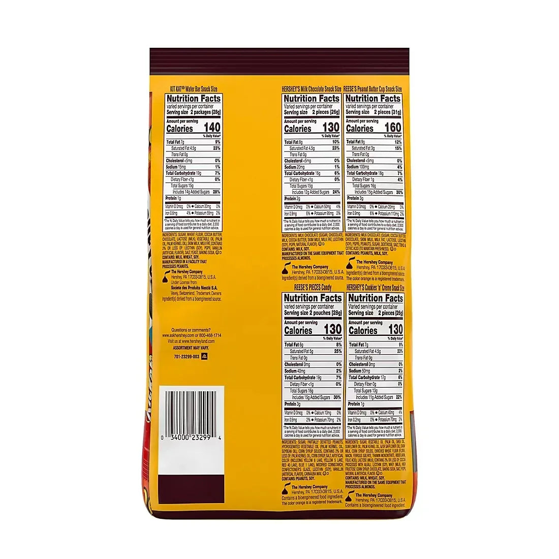 Hershey's, Kit Kat And Reese's Assorted Flavored Snack Size Candy Bulk Bag, 60 ct.