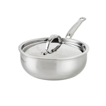 Stainless steel saucier pot with lid and loop handle, 2-qt capacity