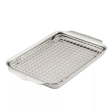 Quarter sheet pan with flat wire rack insert, stainless steel, open grid surface
