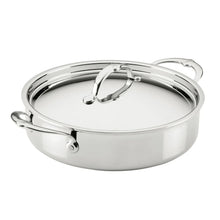 Stainless steel rondeau pot with domed lid and loop side handles