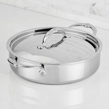 Stainless steel rondeau pot with domed lid and side handles
