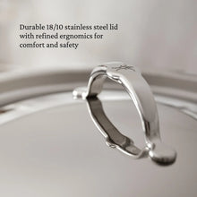 Stainless steel lid with loop handle for a rondeau pot
