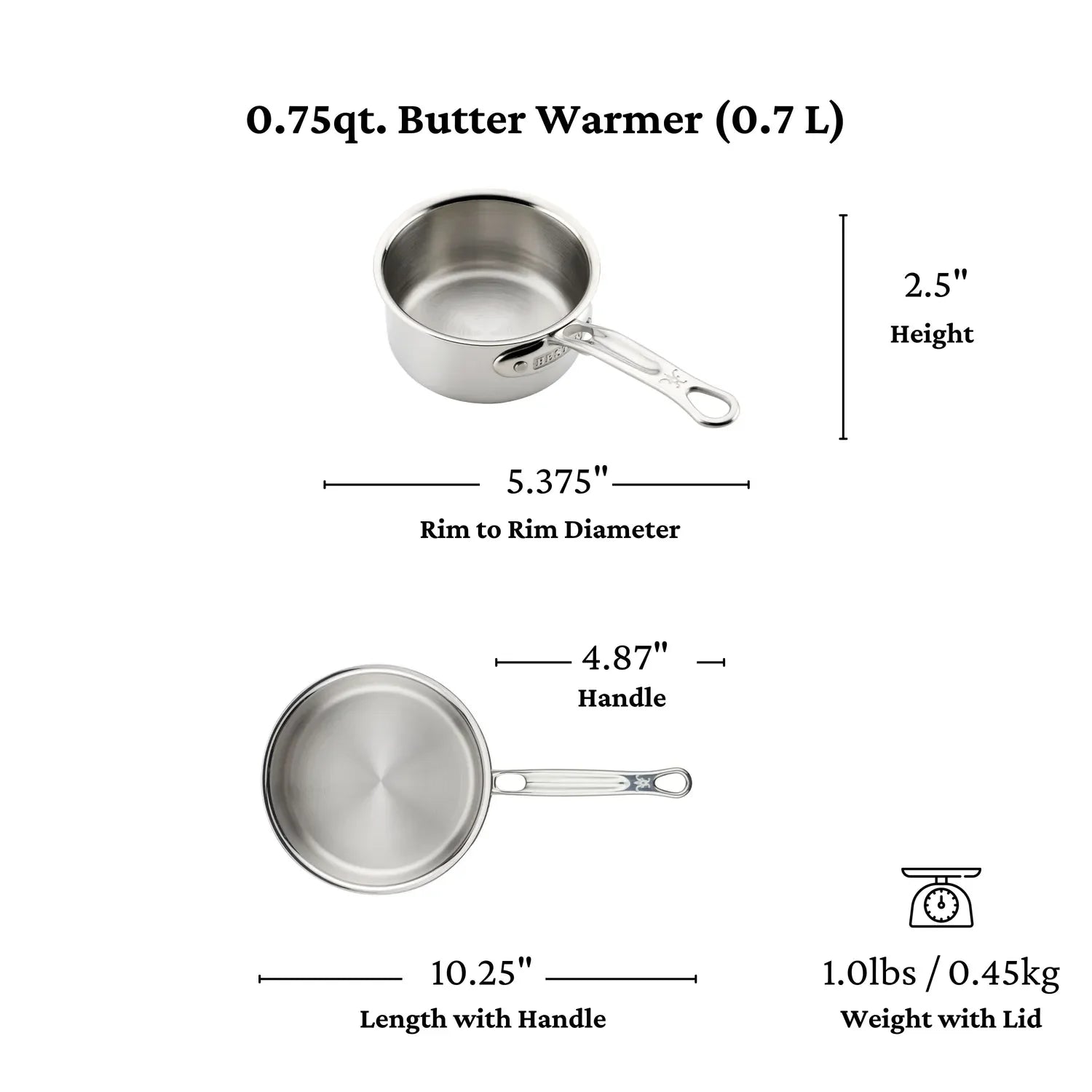 Hestan ProBond Luxe Stainless Steel Butter Warmer, 0.75qt.