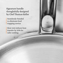 Stainless steel skillet with signature handle and heat vented design