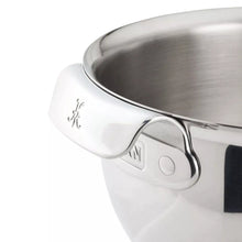 7-qt stainless mixing bowl close-up of handle and logo plate