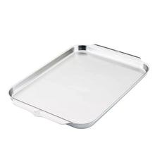 Rectangular stainless steel sheet pan, shallow depth with rolled rim