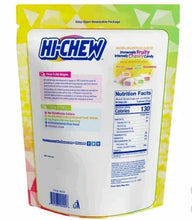 Hi-Chew fruit chews back panel with Nutrition Facts and ingredients on bag