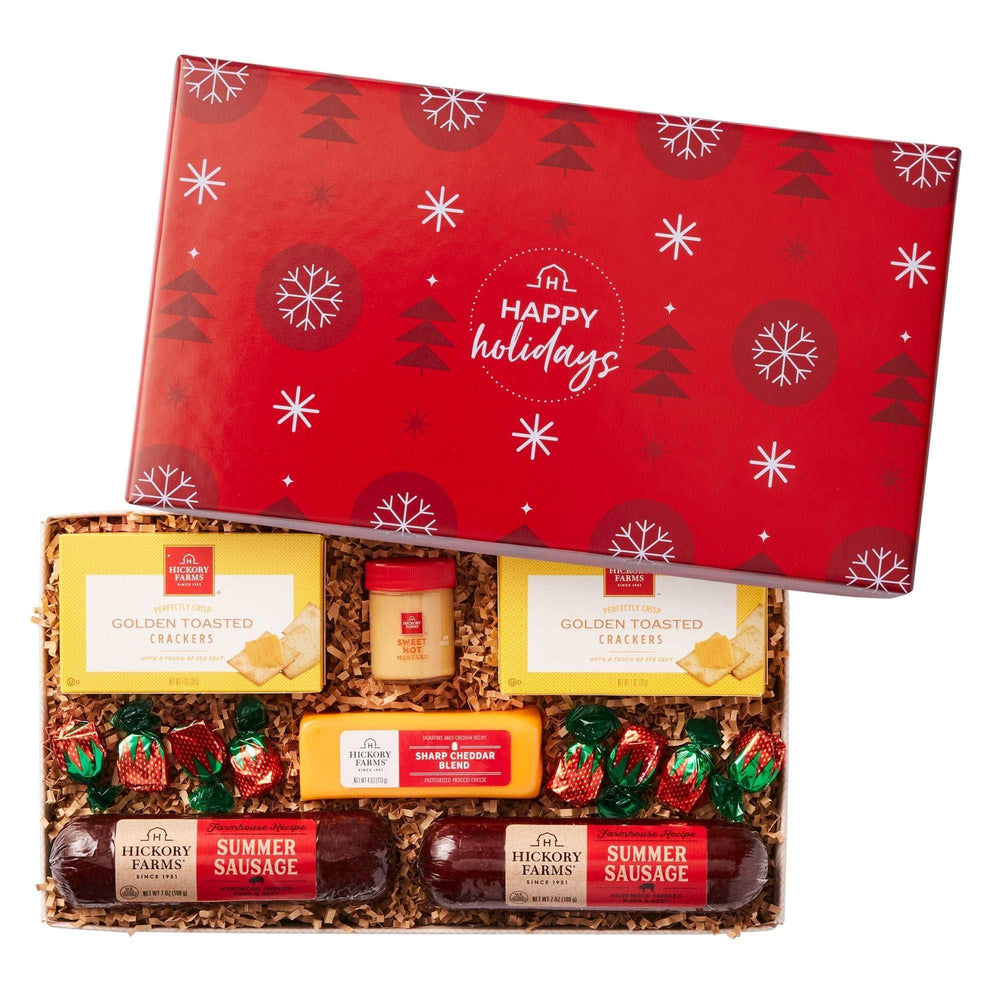 Hickory Farms Happy Holidays Meat & Cheese Gift Box, 1.45 lbs Total - USA MEGA SHOP