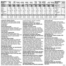 Nutrition facts label sheet with serving and ingredient information