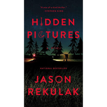 Paperback book cover titled Hidden Pictures by Jason Rekulak with red lettering