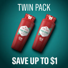 Twin pack of red body wash bottles with Pure Sport labels