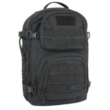 Tactical backpack back panel with top carry handle and stacked zip organizer pockets