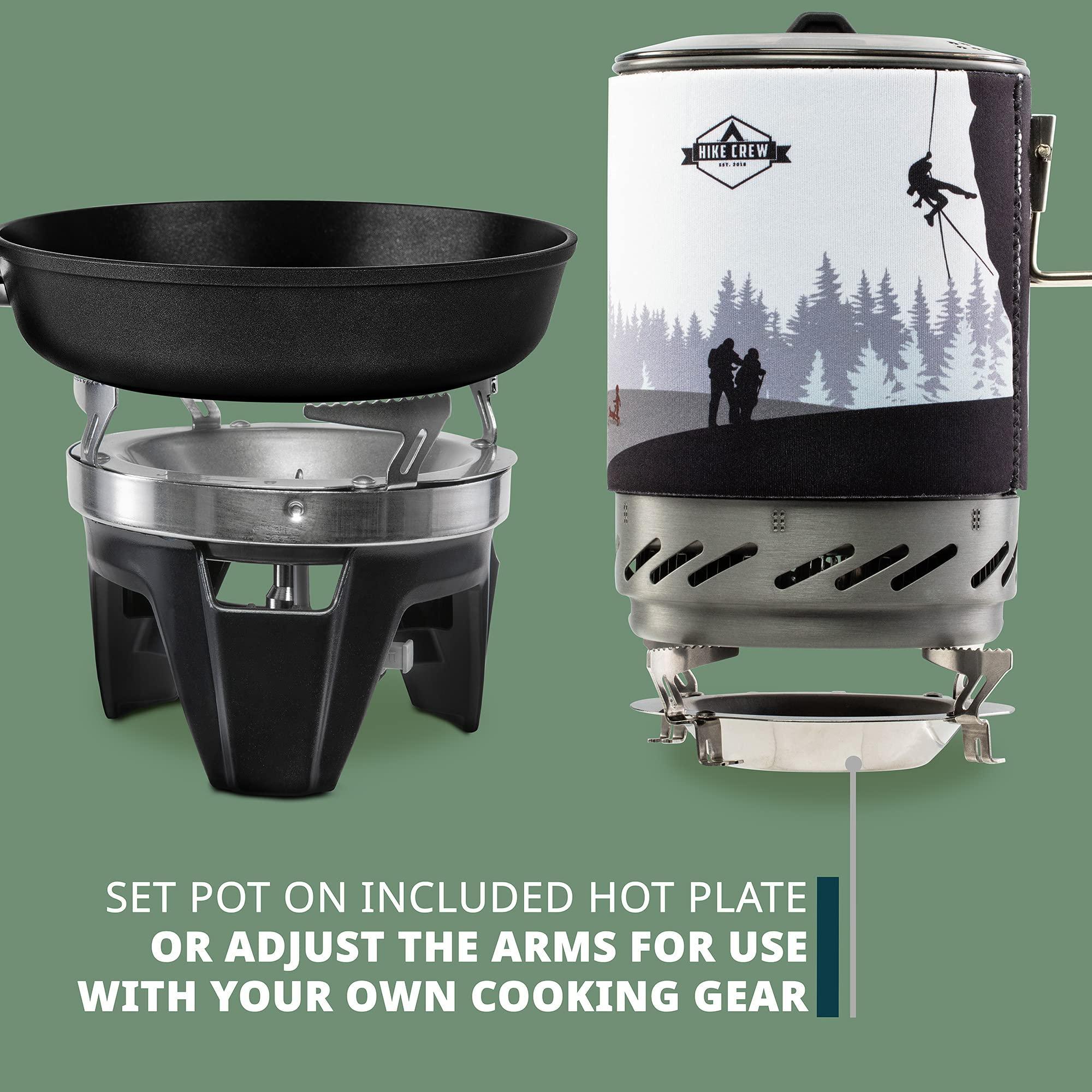 Hike Crew Portable Stove & Cooking System 1-Burner Propane Outdoor Stove with 1L Pot and Cooktop