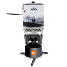 1-burner outdoor stove with black base and folding pot supports