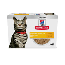 Hill's Science Diet wet cat food multipack box with cat and urinary hairball labels